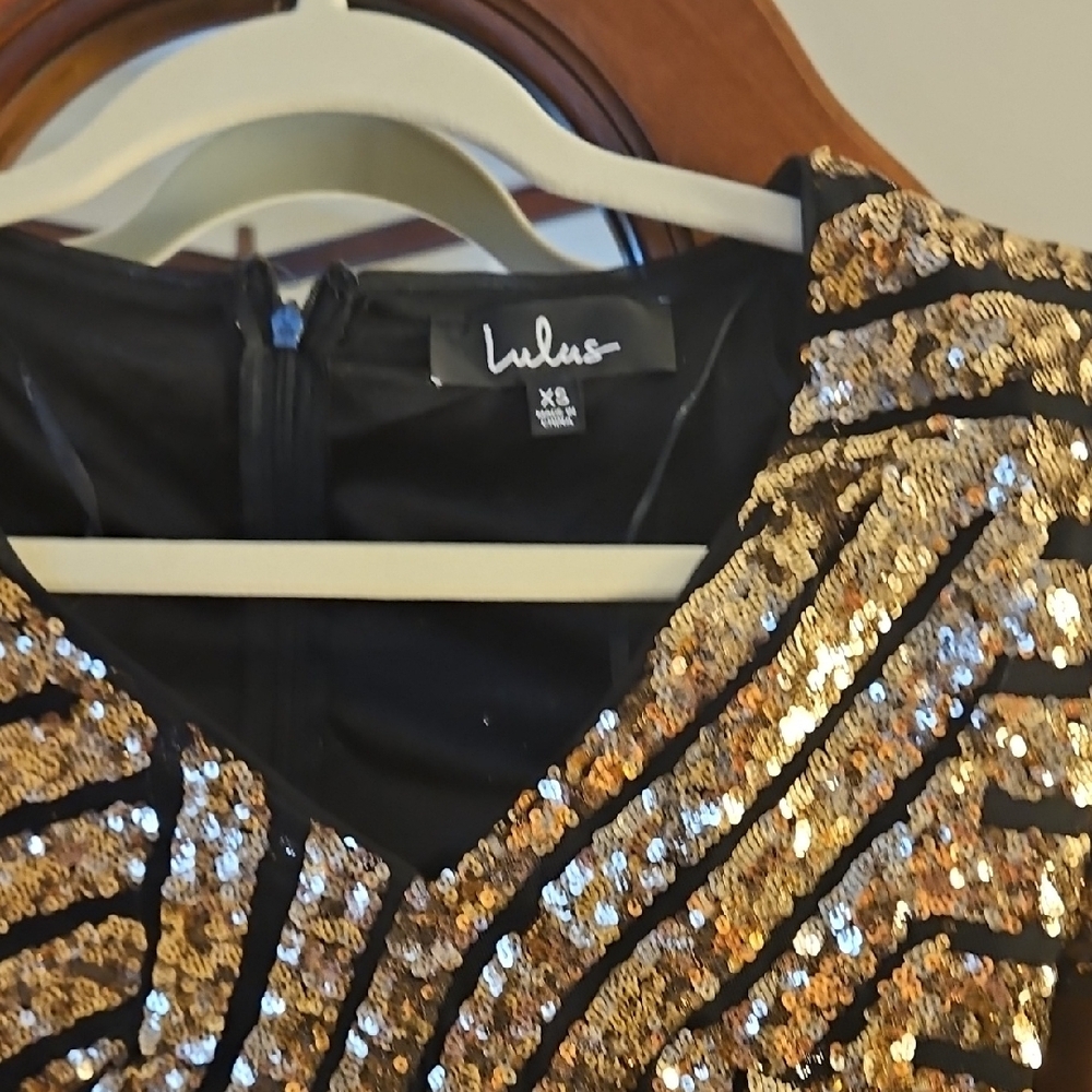 Lulu's Black and Gold Sequin Mini Dress - Picture 3 of 3